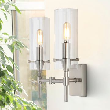 Cato Bohemian Farmhouse Iron/Glass LED Vanity